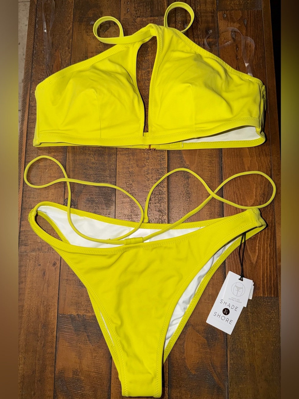 Shade & Shore Neon Yellow Two-Piece Bikini Set